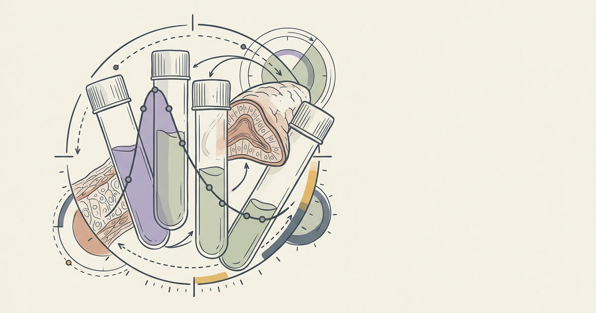 Abstract cream-and-slate line illustration on Kokorology paper, drawn for Cortisol Care — Coach + Journal + Protocol