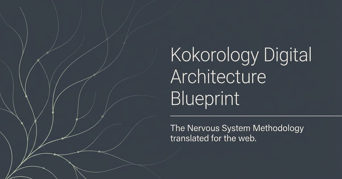 Abstract cream-and-slate line illustration on Kokorology paper, drawn for Contact Kokorology — WhatsApp keywords + support