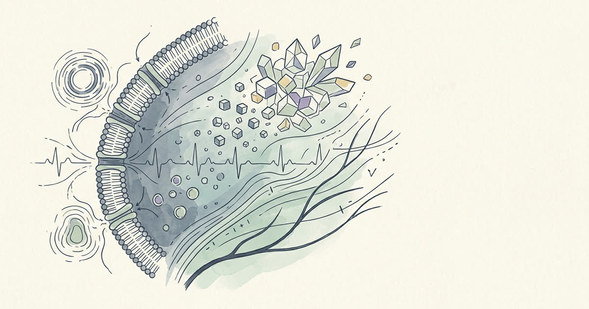 Abstract cream-and-slate line illustration on Kokorology paper, drawn for Hydration Care — Fluid & Electrolyte Coaching