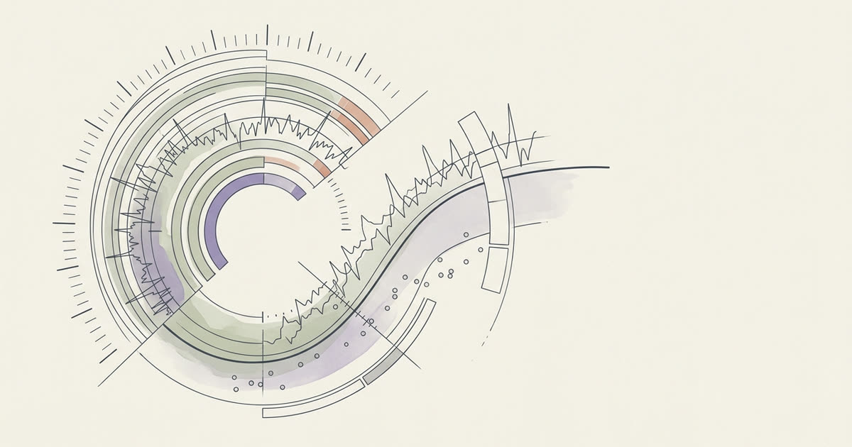 Abstract cream-and-slate line illustration on Kokorology paper, drawn for Recovery Care — HRV, Sleep & Load Coaching